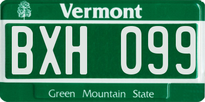 VT license plate BXH099