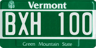 VT license plate BXH100