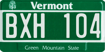 VT license plate BXH104
