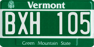 VT license plate BXH105