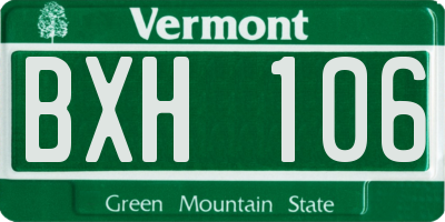 VT license plate BXH106