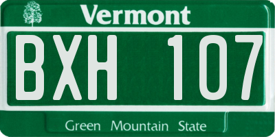 VT license plate BXH107