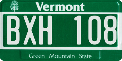 VT license plate BXH108
