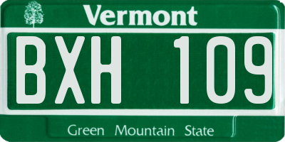 VT license plate BXH109