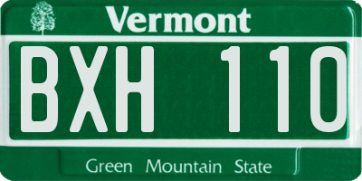 VT license plate BXH110