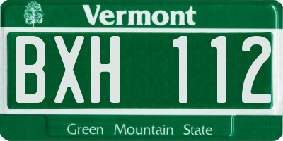 VT license plate BXH112
