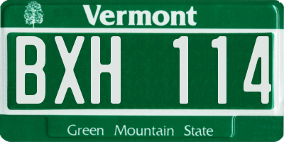 VT license plate BXH114