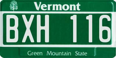 VT license plate BXH116