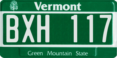 VT license plate BXH117
