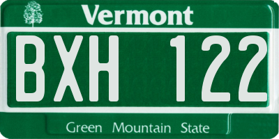 VT license plate BXH122