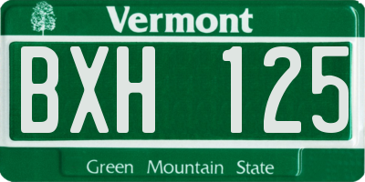 VT license plate BXH125