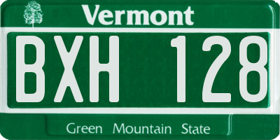 VT license plate BXH128