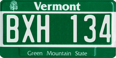 VT license plate BXH134