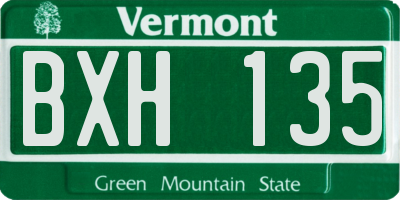 VT license plate BXH135