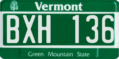 VT license plate BXH136