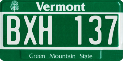 VT license plate BXH137