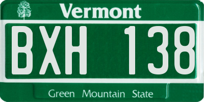 VT license plate BXH138
