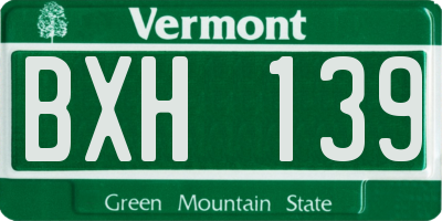 VT license plate BXH139