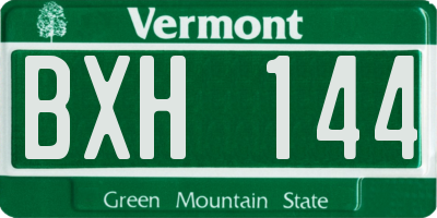 VT license plate BXH144