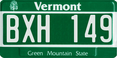VT license plate BXH149