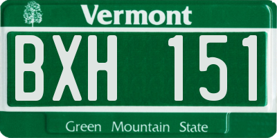 VT license plate BXH151