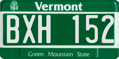 VT license plate BXH152