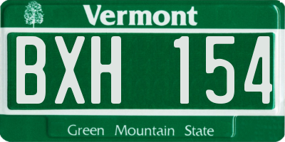 VT license plate BXH154