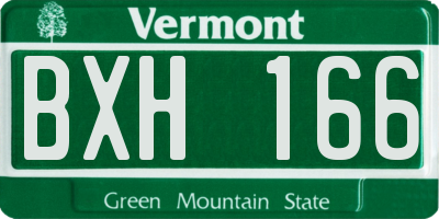 VT license plate BXH166