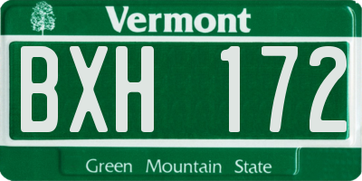 VT license plate BXH172