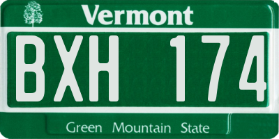 VT license plate BXH174