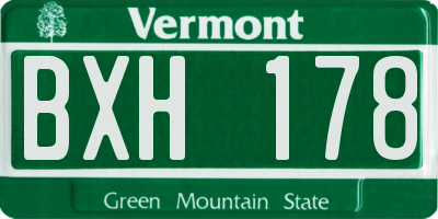VT license plate BXH178