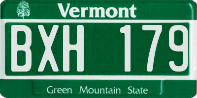 VT license plate BXH179