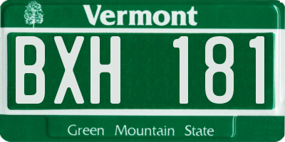 VT license plate BXH181