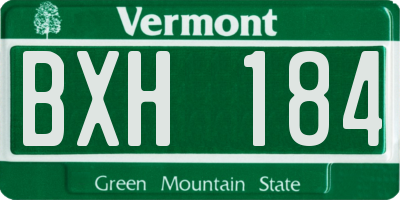 VT license plate BXH184