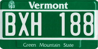 VT license plate BXH188