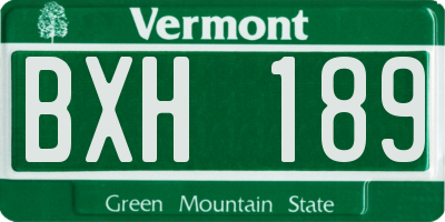VT license plate BXH189