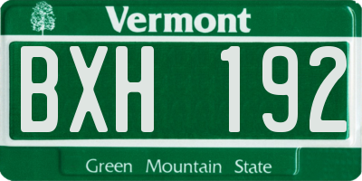 VT license plate BXH192