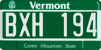 VT license plate BXH194