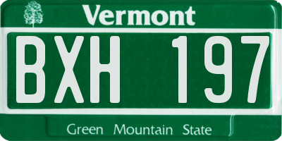 VT license plate BXH197