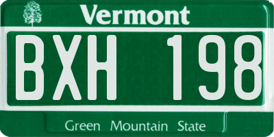 VT license plate BXH198
