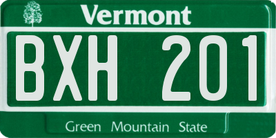 VT license plate BXH201