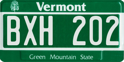 VT license plate BXH202