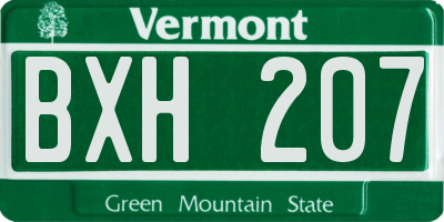 VT license plate BXH207