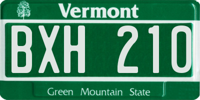 VT license plate BXH210