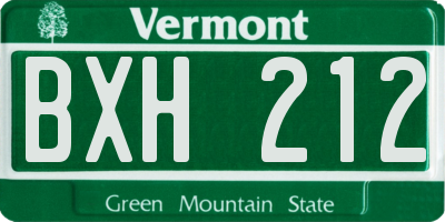 VT license plate BXH212