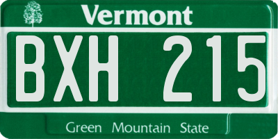VT license plate BXH215