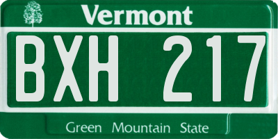 VT license plate BXH217