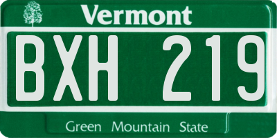 VT license plate BXH219