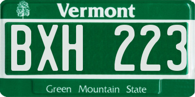 VT license plate BXH223