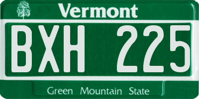 VT license plate BXH225